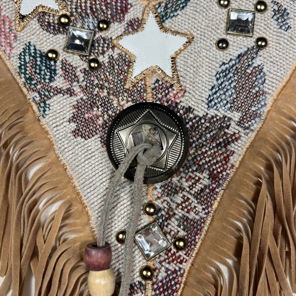Western Fringe Star Shirt Vintage 80s Cowboy Handmade Leather - Picture 4 of 6